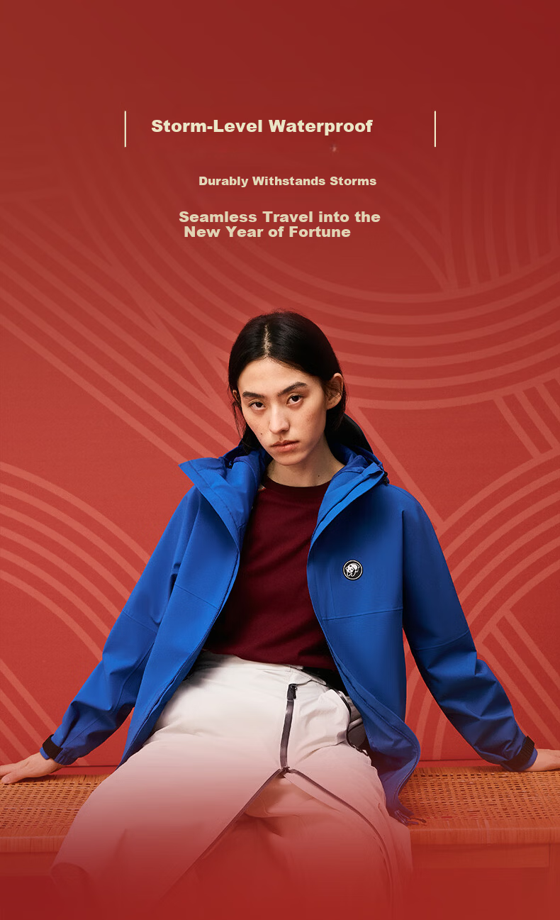 CAMEL Shu Embroidery Blue New Year Series Panda Softshell Jacket Unisex A34BA4L6169Q6 Classic Blue L 4