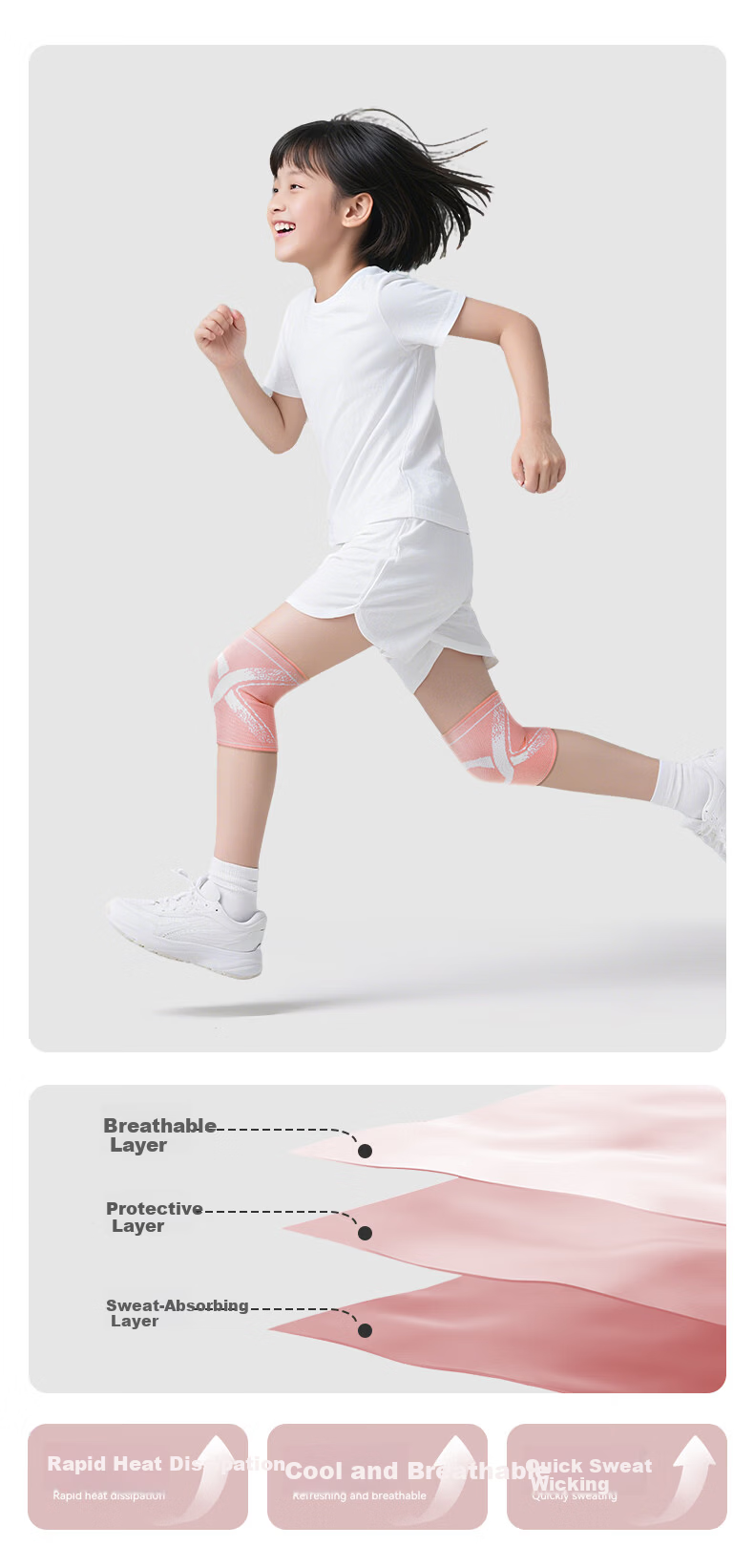 Nailikes Professional Kids Sports Knee and Elbow Pads for Football Running Basketball Joint Protection Anti-Fall Pink Size S 9