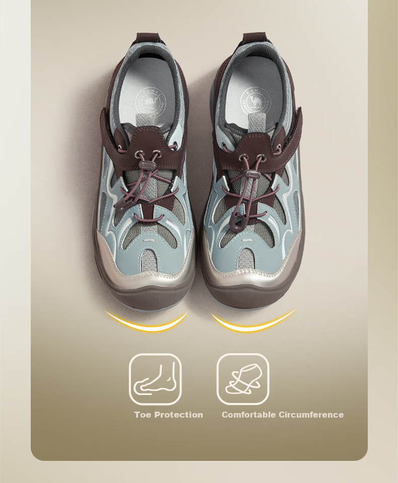 CAMEL Cute Ugly Style Women's Mountain Colorblock Mesh Outdoor Casual Shoes L26S255077 Blue/Brown/Gray Size 39 5