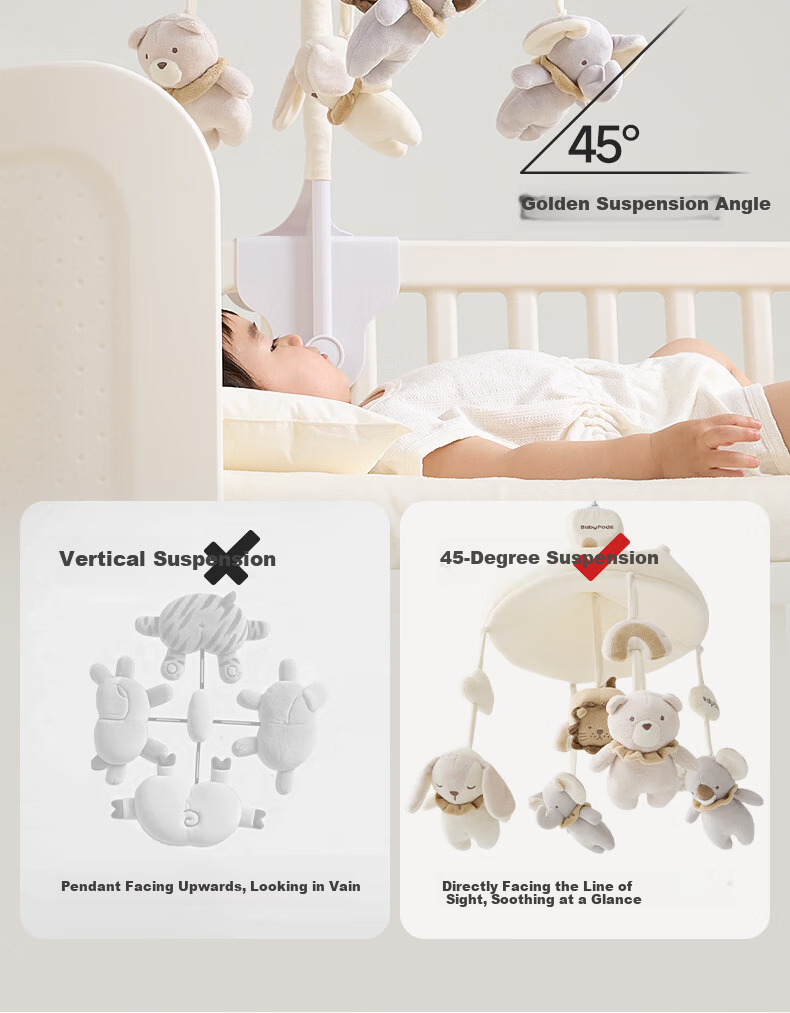 Babypods Newborn Crib Mobile Baby Gift Set Soothing Toy 0-6 Months Rotating Plush Doll First Birthday Present 9