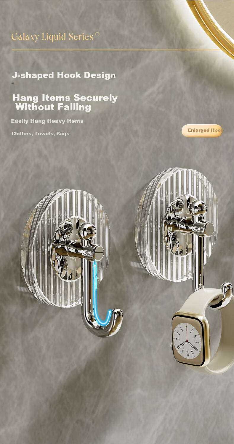 Bydoll Luxury Adhesive Heavy-Duty No-Drill Bathroom Wall Hooks, 4-Pack Mixed Colors 3