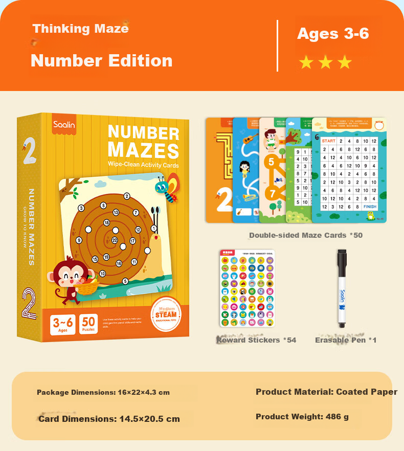 Shalin SAALIN Children's Penmanship Concentration Training Maze Book, Find Differences Logic Reasoning Puzzle Toy 18