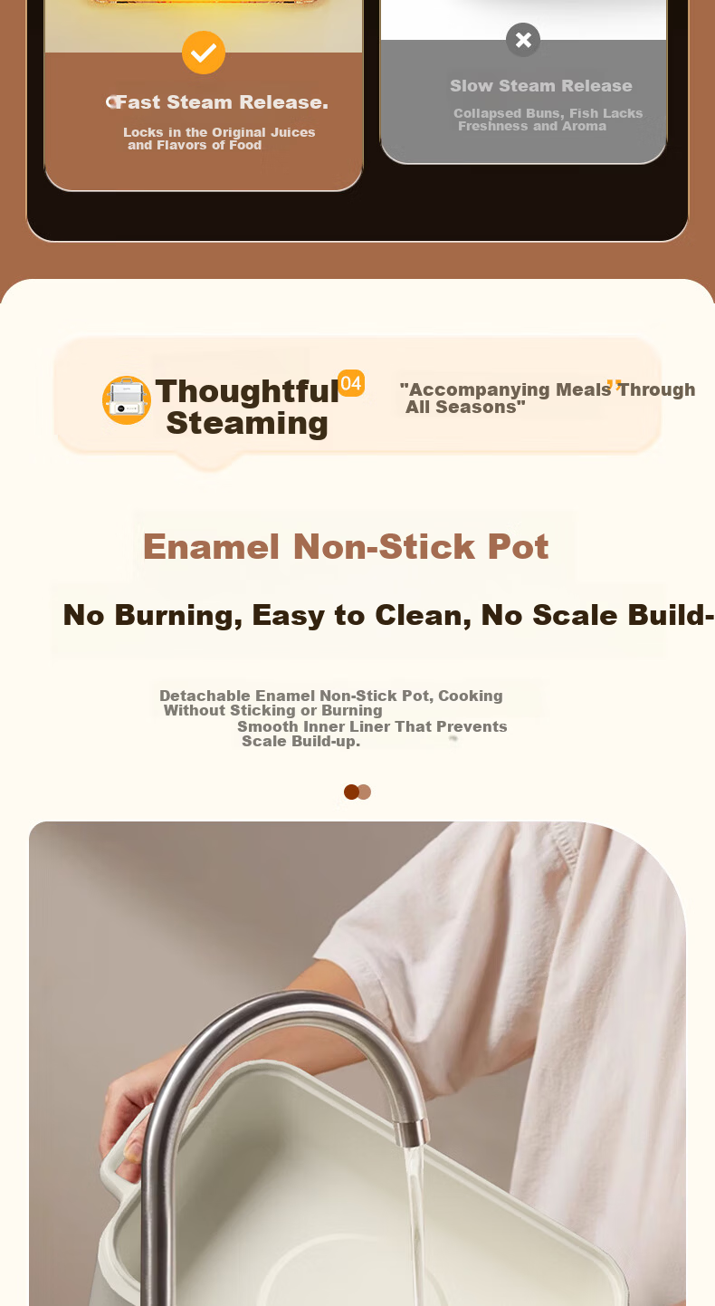 Xike Egg Steamer Multi-Function Electric Steamer Automatic Power-Off Small Stainless Steel Double-Layer Breakfast Egg Cooker JPZDQ806 11