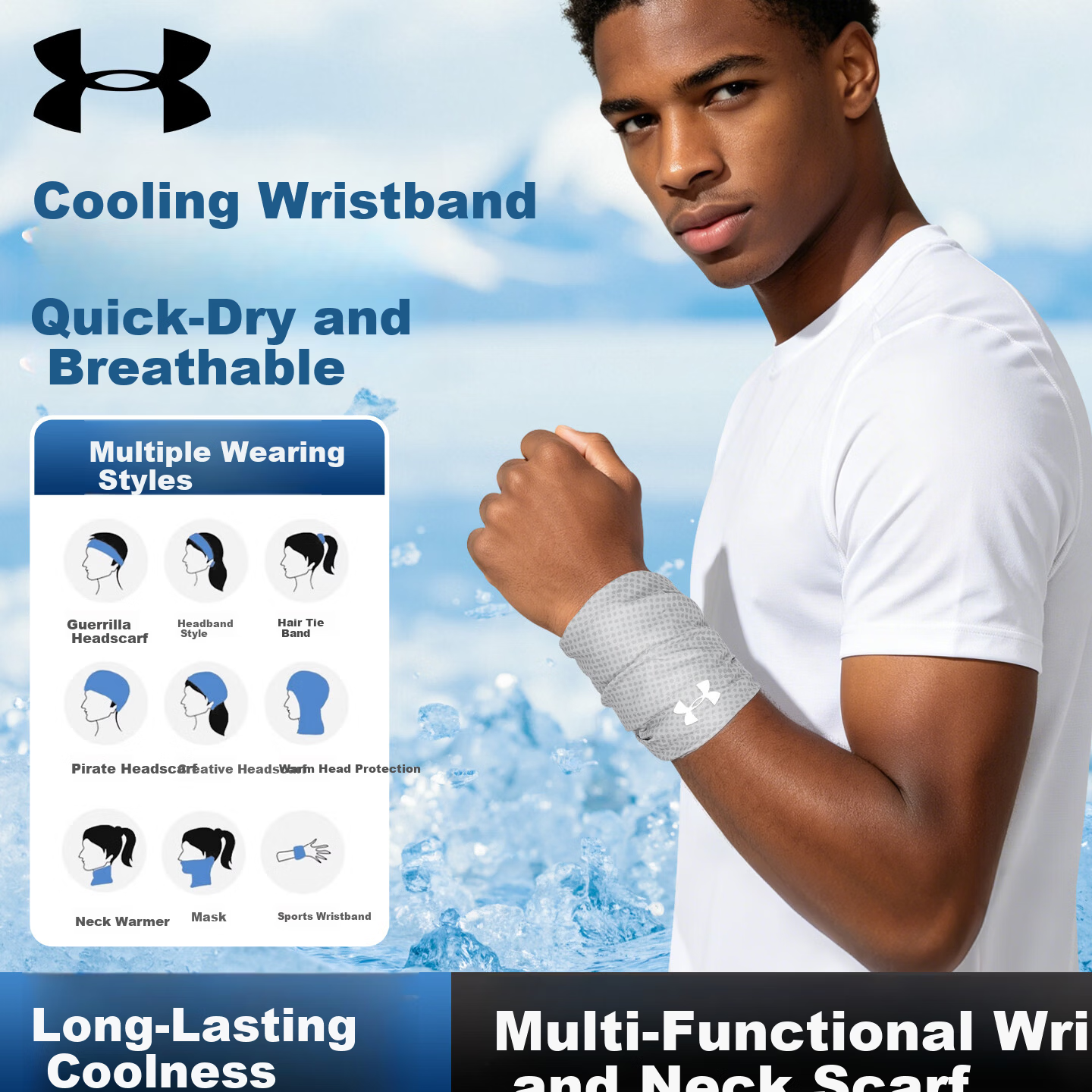 Under Armour Sports Wristband Quick-Dry Unisex Running Wrist Sweatband Badminton Sleeve Yoga Sweat Towel Thin Absorbent Towel