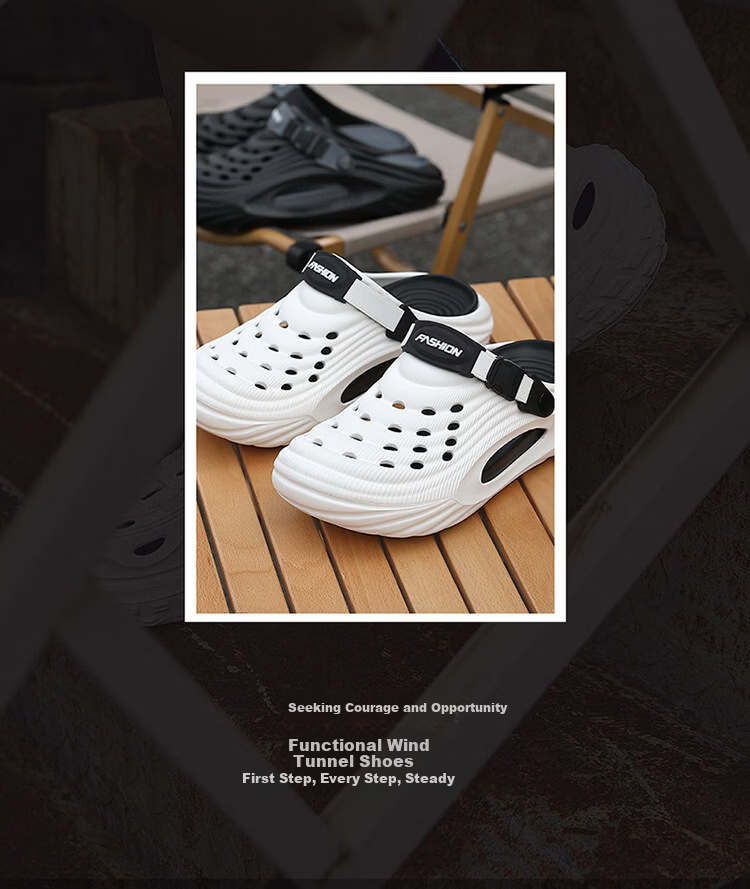 Genmai Men's Summer Outdoor Breathable Anti-Slip Thick-Soled Closed-Toe Clogs Black Size 40-41 9