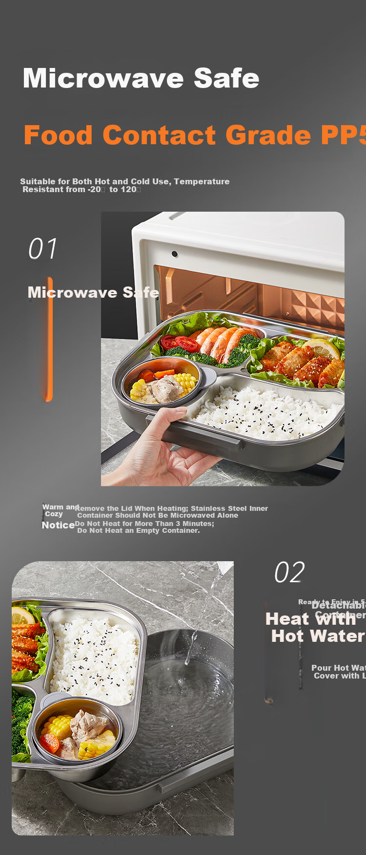 JD Original Lunch Box, 316L Stainless Steel, Suitable for Microwave Heating, Extra Large Capacity 2.4L, with Chopsticks And Spoon + Insulated Bag 8