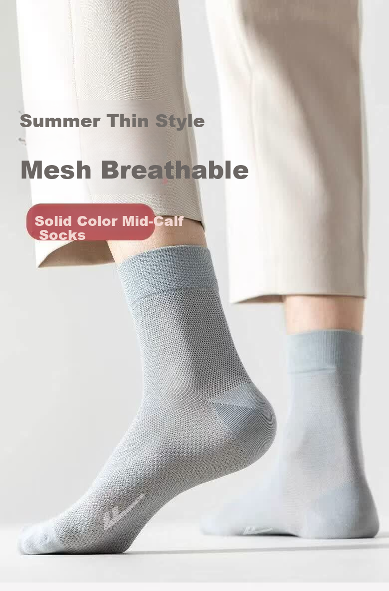 Warrior Men's Socks, Summer Thin Breathable Double-Sided Mesh Mid-Calf Socks, Xinjiang Cotton 7A Antibacterial Sweat-Absorbing Odor-Resistant Sports Socks 2
