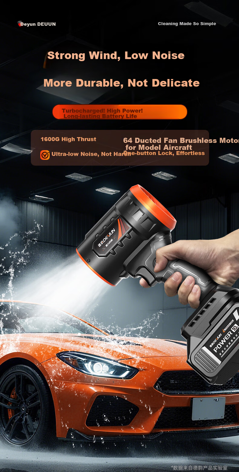Deyun Handao High-Power Turbo Fan Strong Blower Lithium Battery Storm Gun Blower Dust and Snow Blower 2
