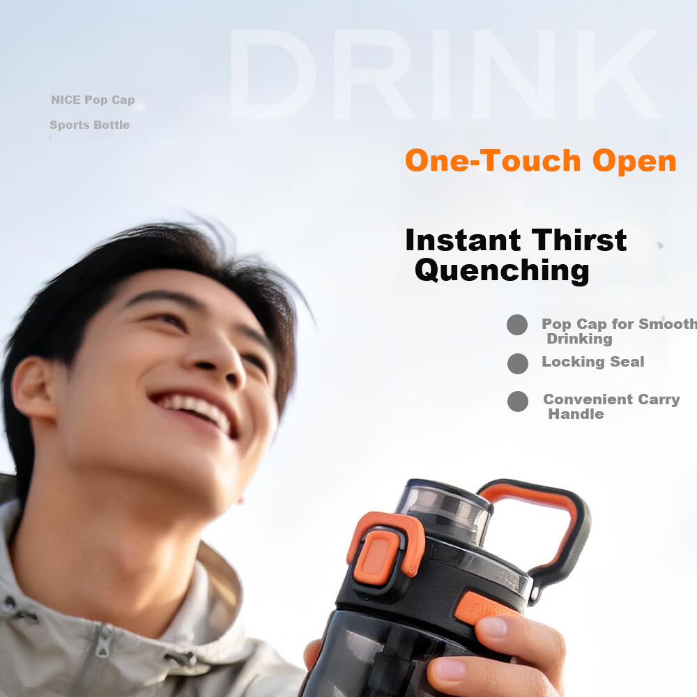 Fuguang Plastic Water Bottle Men's Tritan Spring Summer Student Sports Portable Handheld Outdoor Cup White 1