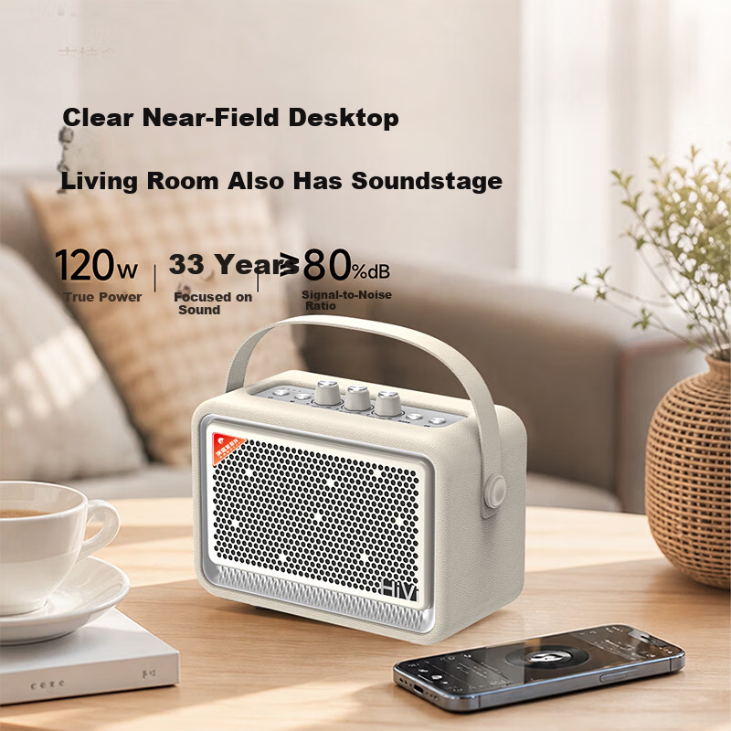 HiVi TQ53 Retro Portable Bluetooth Speaker Desktop Audio Leather Handle Speaker Home Indoor Outdoor High Power Wireless Mobile 520 Birthday Gift