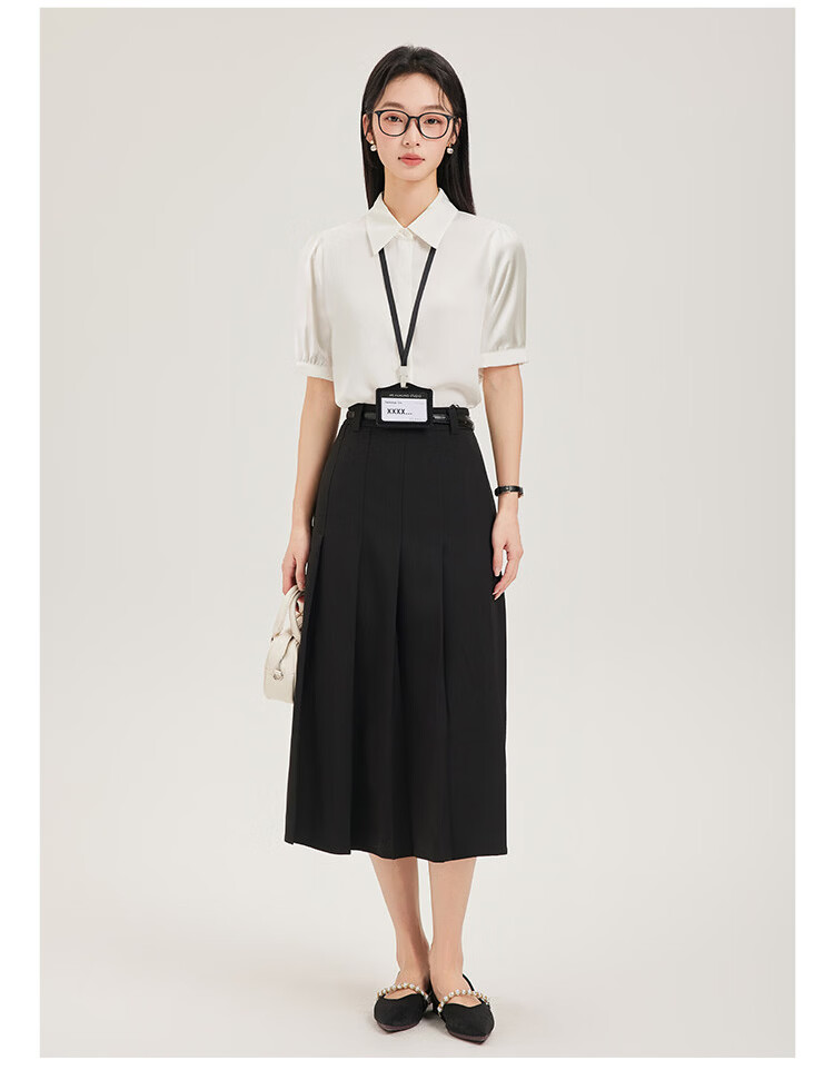 Dajiasi Blue Short Sleeve Shirt Women's Formal 2026 Summer New High-End Stylish Blouse Interview Shirt for Women 20