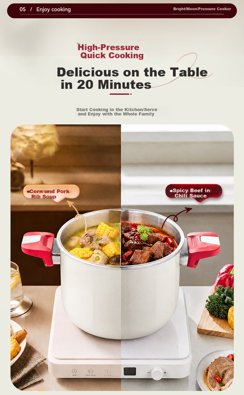LINKFAIR High-Pressure Cooker Household Stainless Steel Explosion-Proof One-Touch Pressure Cooker Compatible with Gas and Induction Cookers 9