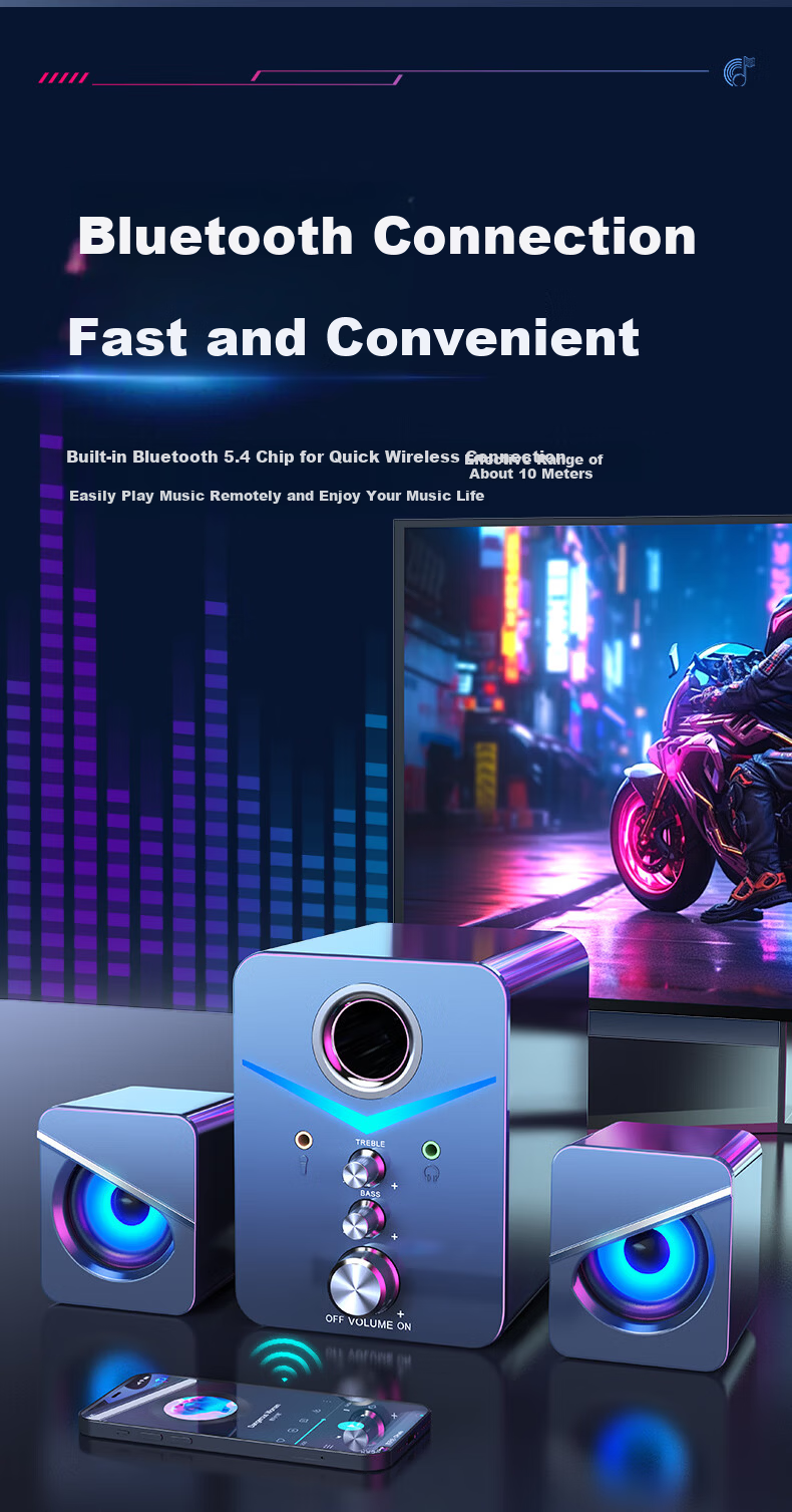 SADA D-221 Desktop Microphone Speaker Bluetooth USB Wired Multimedia Subwoofer with Headphones for PC Laptop Home Use 3