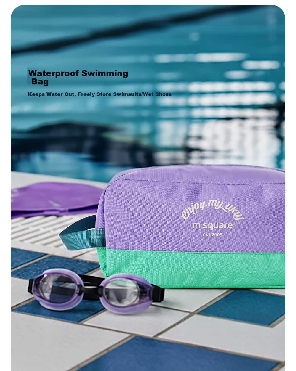 M Square Waterproof Large Capacity Storage Shoe Bag Gym Swimming Toiletry Bag Travel Portable Anti-Dirt Secret Green 7
