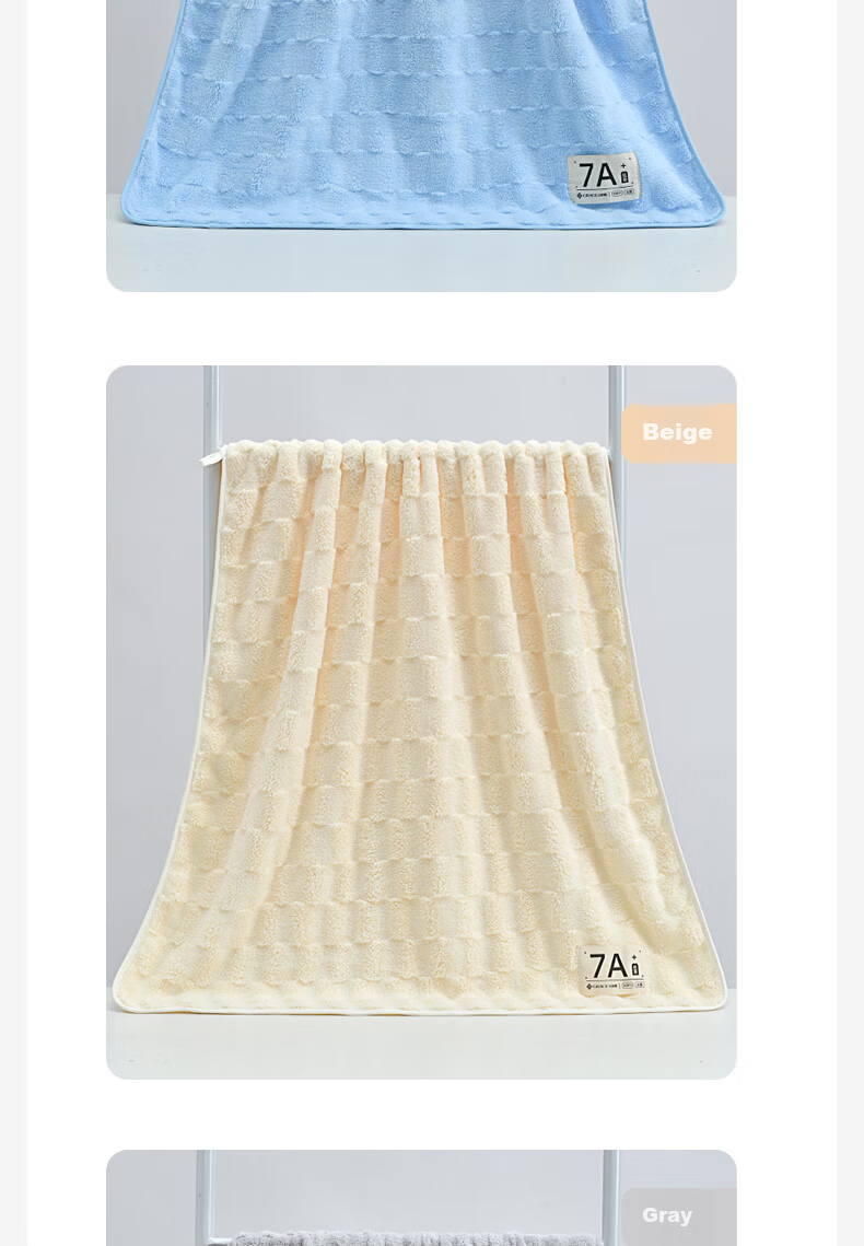 Grace 7A Antibacterial Bubble Coral Fleece Bath Towel, More Absorbent and Softer than Pure Cotton, Large Wrap Towel, Blue Sports 4
