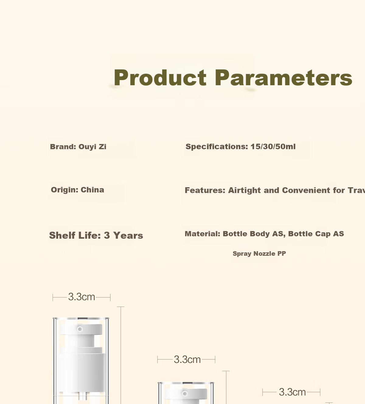 Ouyizi Vacuum Refill Bottle Set Travel Spray Makeup Shampoo Press Lotion Empty Portable 4-Piece Set 50ml 17