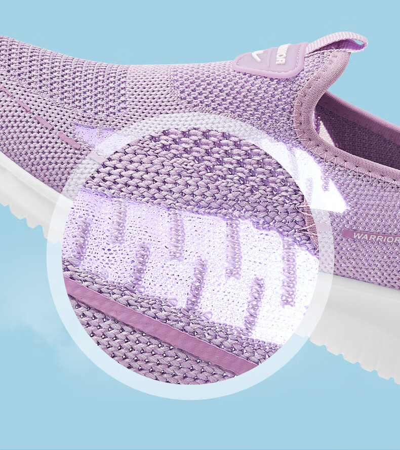 Warrior Women's Summer Slip-On Breathable Mesh Elderly Beijing Cloth Shoes 0603-1 Light Purple Size 36 10