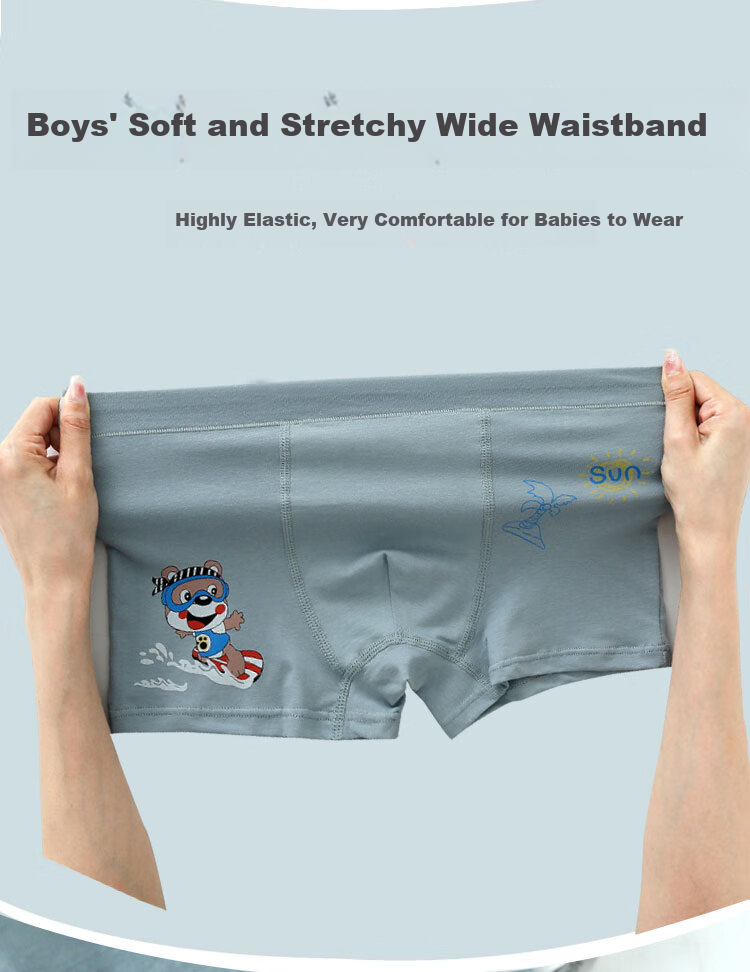 FENTENGCARE Boys' Cotton Antibacterial Boxer Briefs for Kids, Youth, and Teens, 7A Size, Autumn/Winter New 5-Pack 6