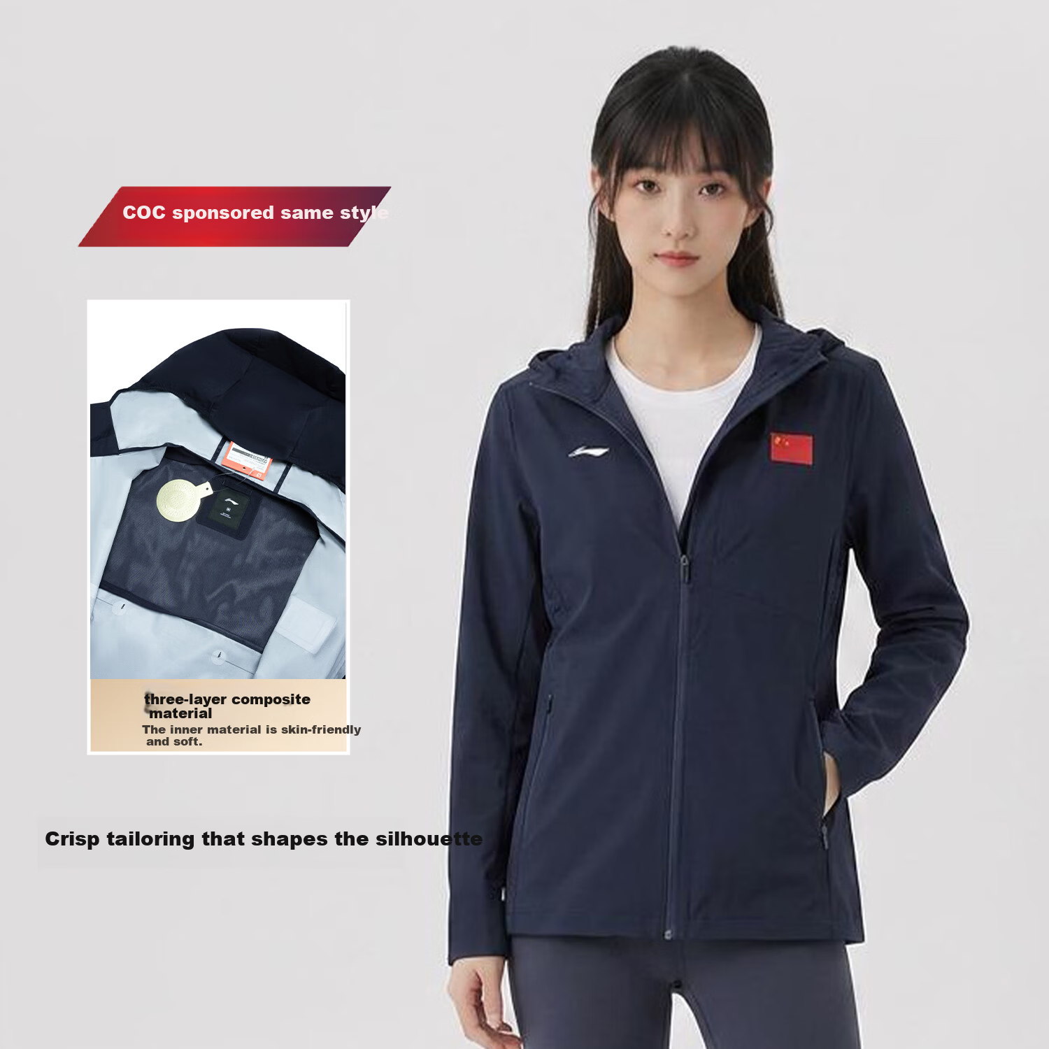 Li-Ning 26-Style Honor Windproof Waterproof Breathable Skin-Friendly 3D Tailored Lightweight Outdoor Jacket Coat