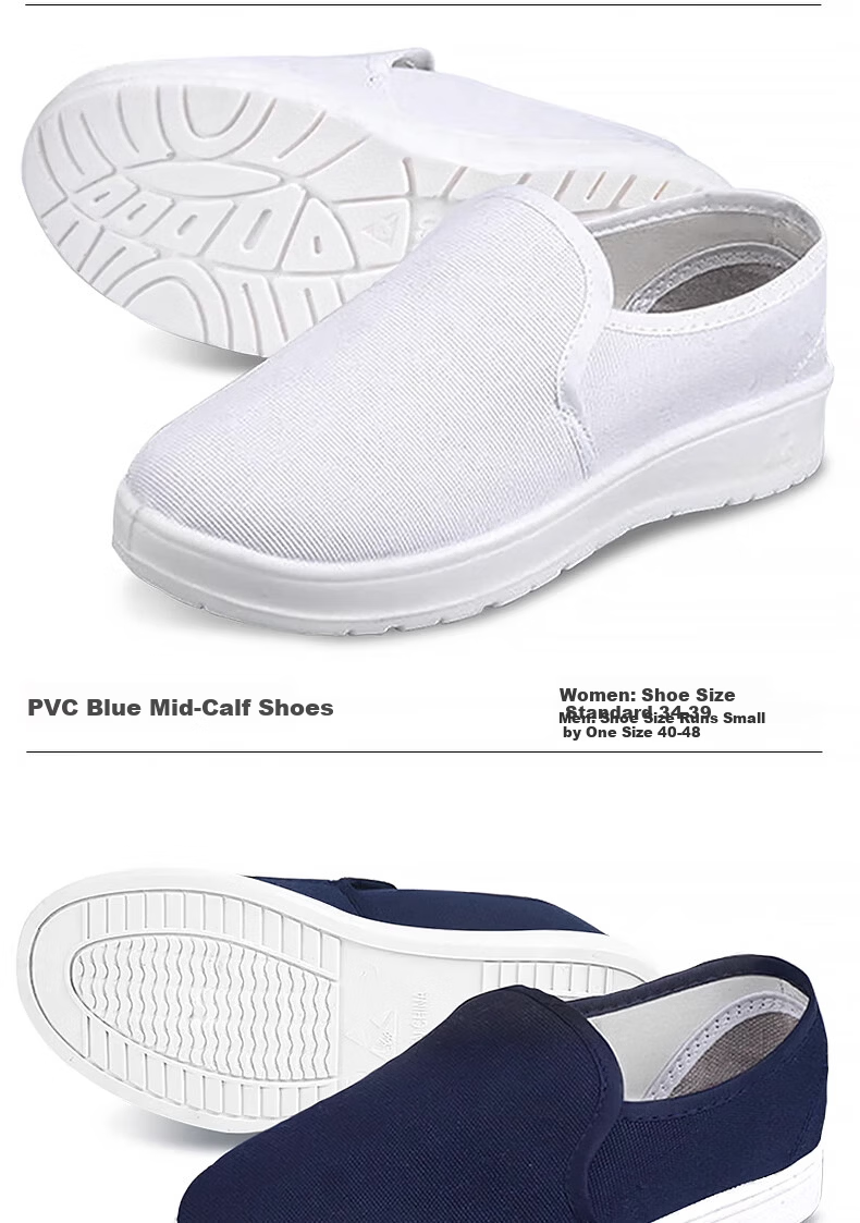 Mulang Anti-Static Mid-Top Shoes Thickened Soft Sole Dustproof Non-Slip Breathable Work Shoes for Food Factory Cleanroom Unisex Blue PU Mid-Top Shoes Size 41 11