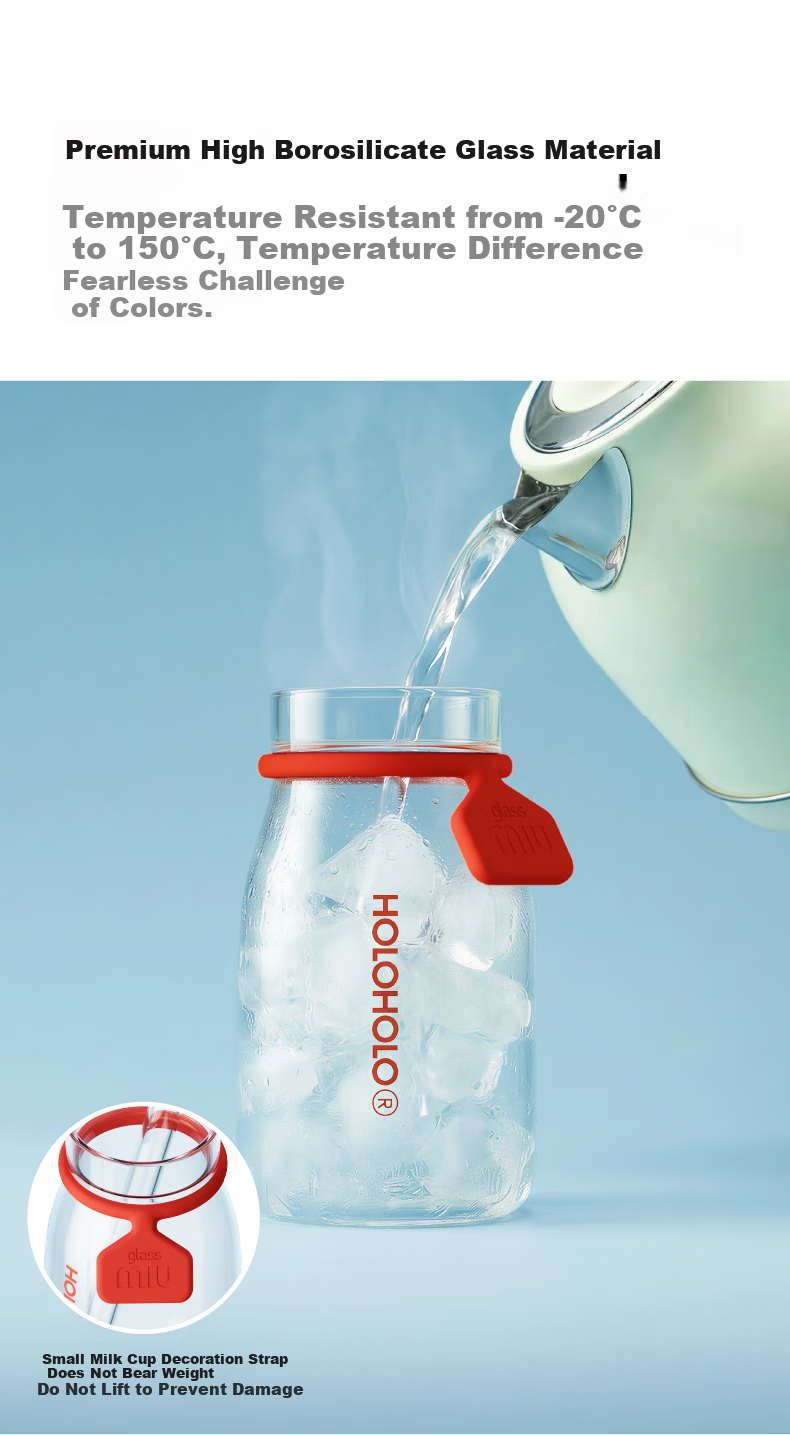 HOLOHOLO High Borosilicate Glass Tea Cup for Men and Women, High Aesthetic, Heat Resistant, Explosion-Proof, Drop-Resistant, Children's and Students' Gift for June 1st 11