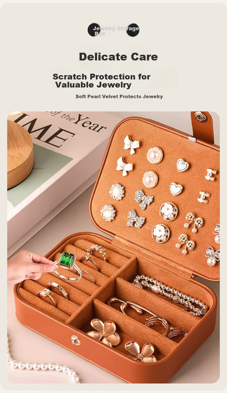 40,000 Kilometers High-End Exquisite Jewelry Box for Earrings, Studs, Rings, Necklaces, Gold Portable Accessory Organizer 4