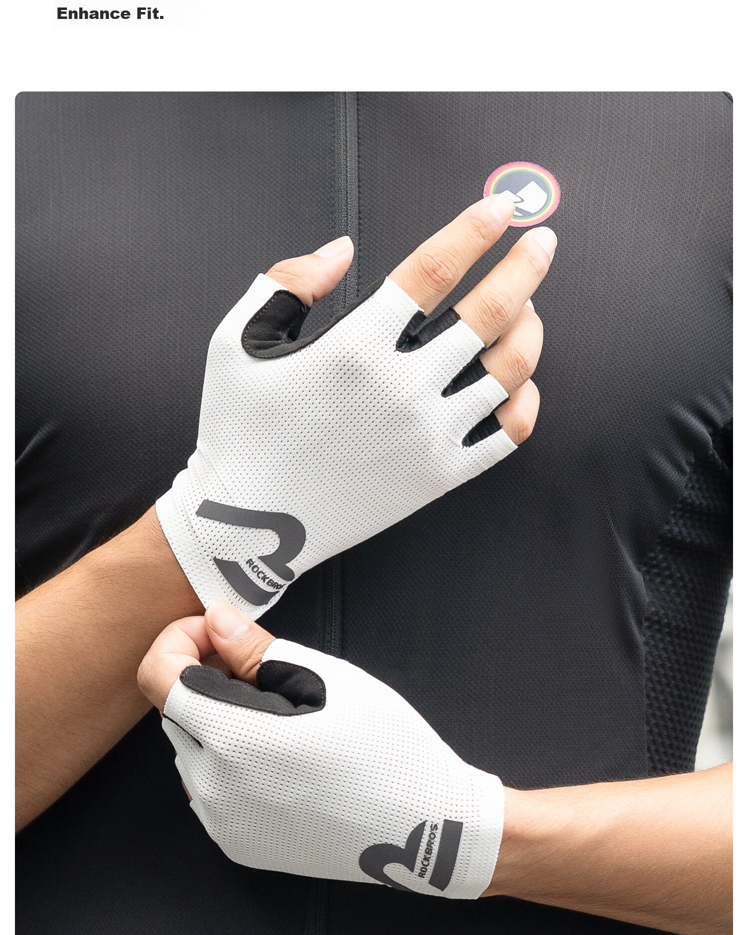 RockBros Half-Finger Cycling Gloves Summer Men Women Mountain Road Bike Short Finger Shockproof Black 8