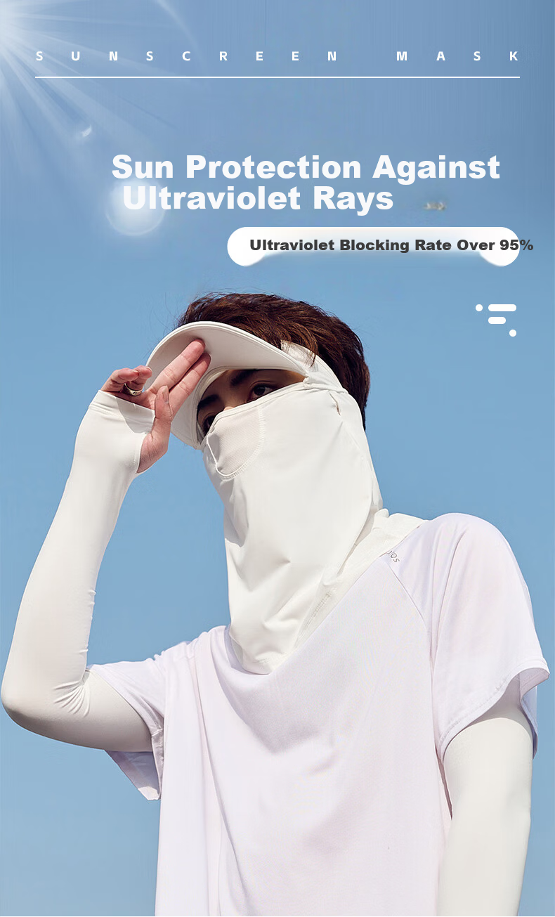 40,000KM Cycling Sun Protection Face Mask Men's Summer Full Face Sunshade Neck Guard UV Resistant Outdoor Fishing Ice Silk Breathable 4