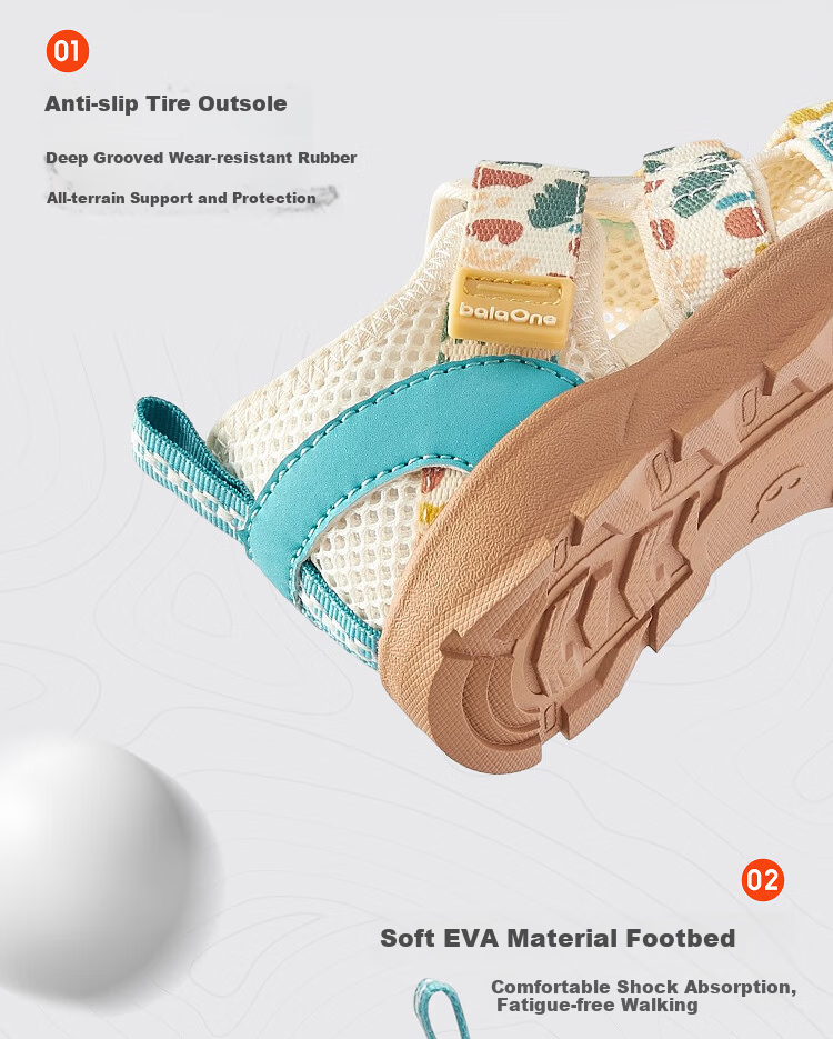 BALABALA Children's Walking Shoes, Boys And Girls Sandals, 2026 Summer New Sports Shoes, Closed-Toe Anti-Collision, Dual-Use for Land And Water, Non-Slip 3