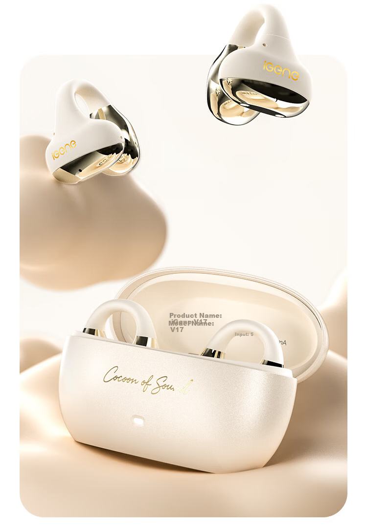 Jiyin [Slight In-Ear Sports Ear Clip] Bluetooth 6.0 Ear Clip Open-Style Running Music Gaming Noise-Cancelling Long Battery Life Bone Conduction Concept Wireless Ear Hook V17 21
