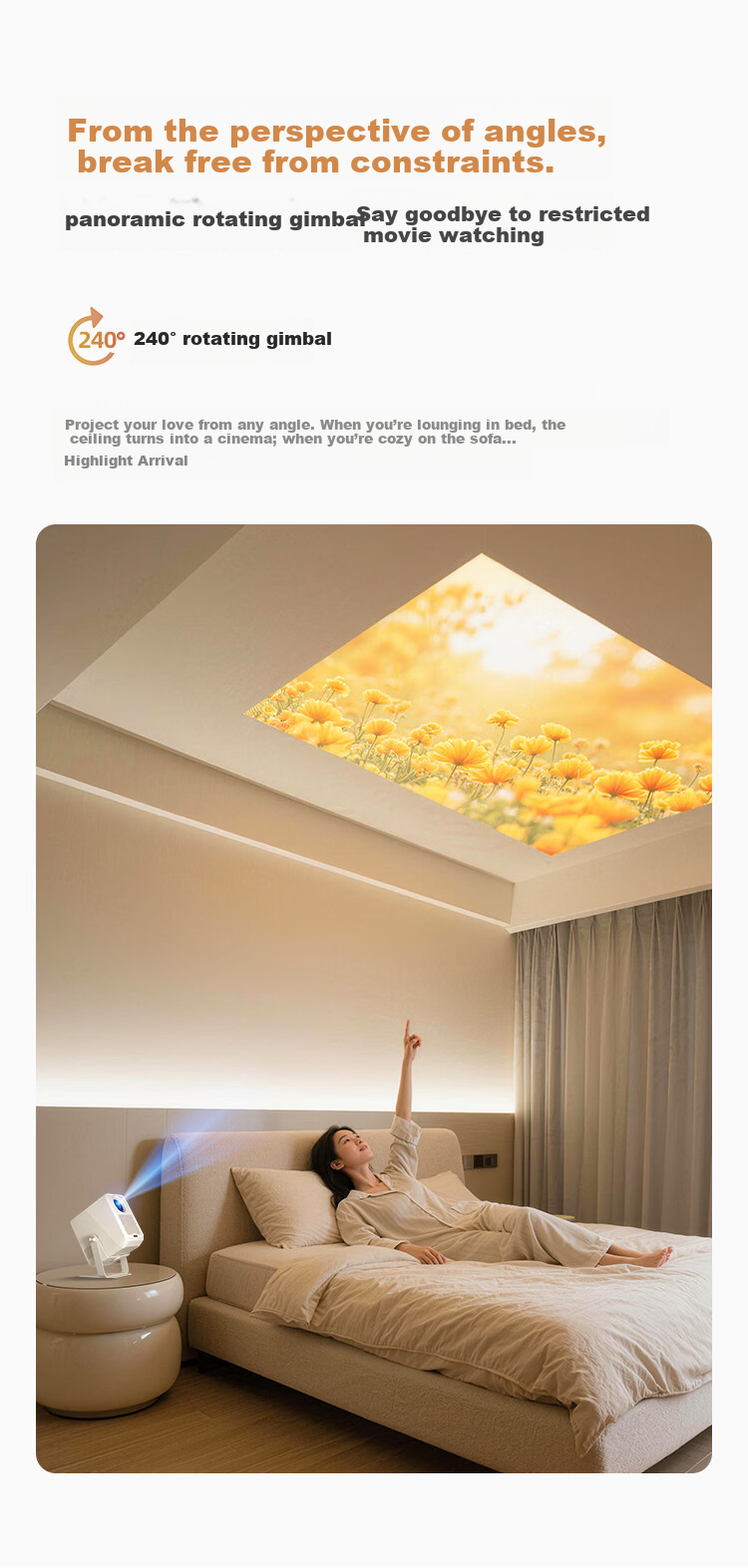 AOC A3 Pro High-Brightness Cloud Platform Projector Home Bedroom Large Screen Home Theater Slim Portable Office Meeting True 1080P Smart Projector (580CVIA) 6