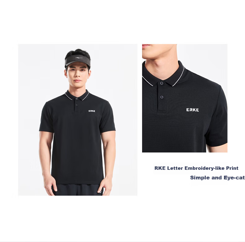 Hongxing Erke Summer Sports Short Sleeve Polo Shirt Outdoor Ice Cool Casual Men's Light Business Micro Collar T-Shirt 16
