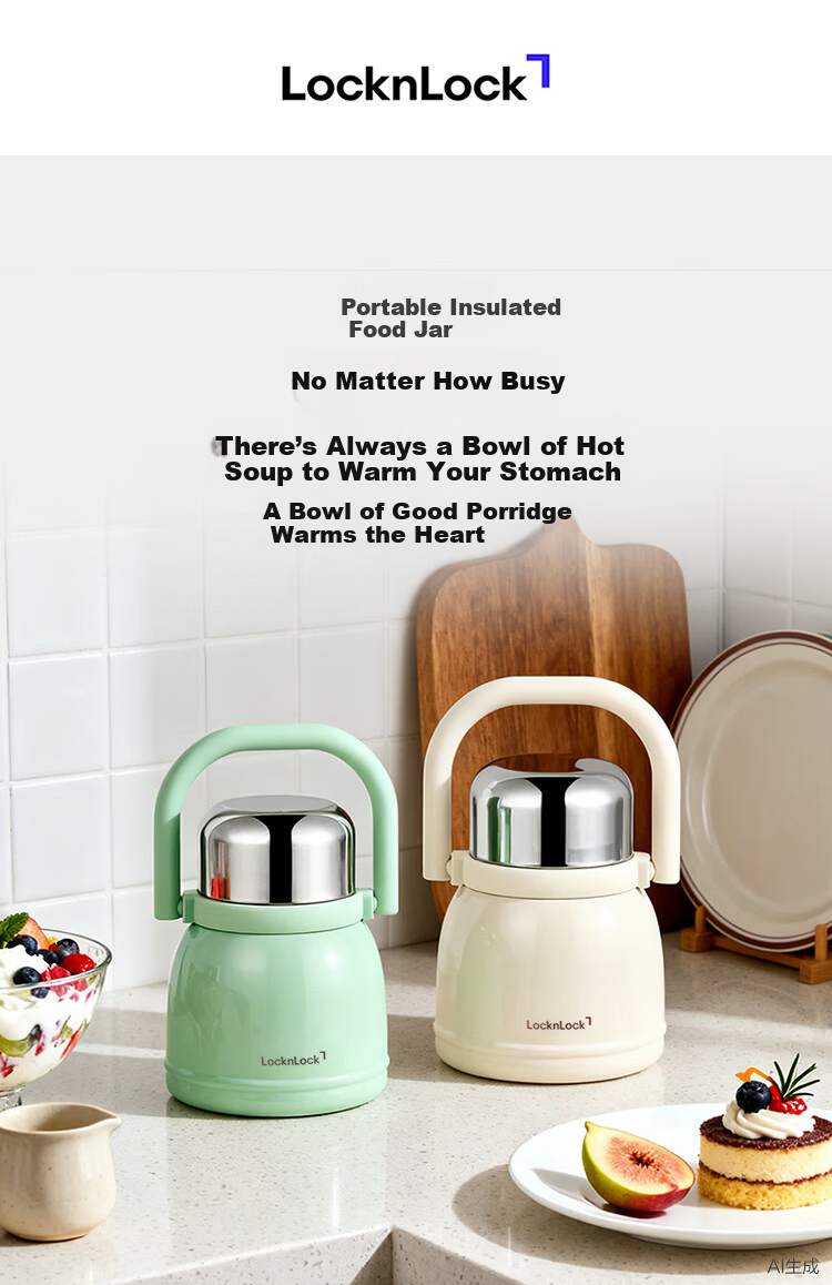 LOCK&LOCK 316L Stainless Steel Vacuum Insulated Food Jar Green 1
