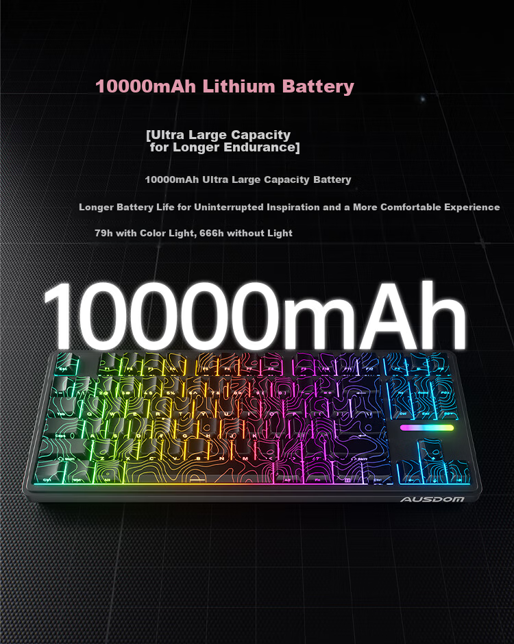 AUSDOM H87 Custom Mechanical Keyboard, Wireless Bluetooth Gasket Customization, 6-Layer Padded Side-Engraved Gaming E-Sports Office Keyboard, 10000mAh Blackberry Pink Side-Engraved Ultra-Fast Silver Switches 5