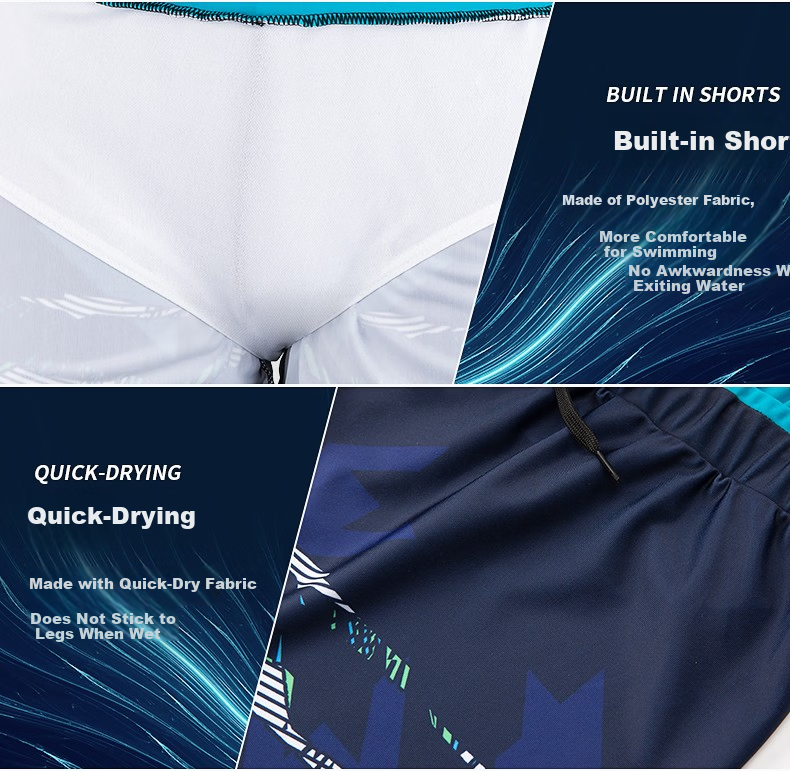 Yuke Men's Swim Trunks Anti-Embarrassment Loose Fit Boxer Shorts Swimming Pants Hot Spring Swimwear Beachwear with Nose Clip and Earplug Storage Bag Black L (110-130 Jin) 3