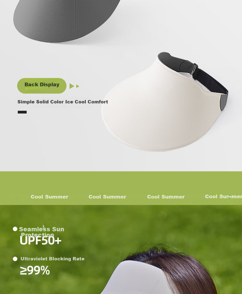 Jingtang Jingpin Seamless Topless Sunshade Hat Women's Summer Large Brim UV Protection Lightweight Foldable Hat 6