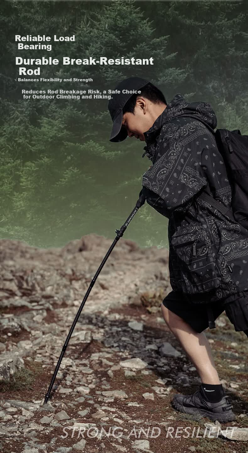 TERROR Carbon Fiber Folding Trekking Pole Carbon Fiber Hiking Stick Mountain Climbing Cane Outdoor Equipment Songyun Folding Carbon Fiber Black 6