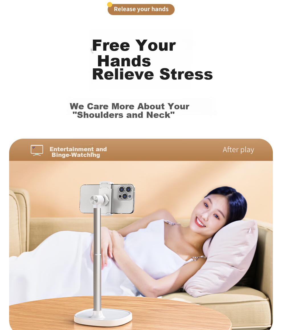 Meiyibo Mobile Phone Holder Desktop Live Streaming Stand 360° Rotatable Adjustable Lazy Bracket for Watching TV, TikTok Videos, Online Classes 12