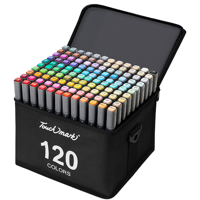 Touch Mark Taichi Soft Tip Marker 120 Colors Dual-Ended High Ink Volume Watercolor Pen for Art Students, Middle and Elementary School Anime Hand Drawing Design Brush, Children's Birthday Gift