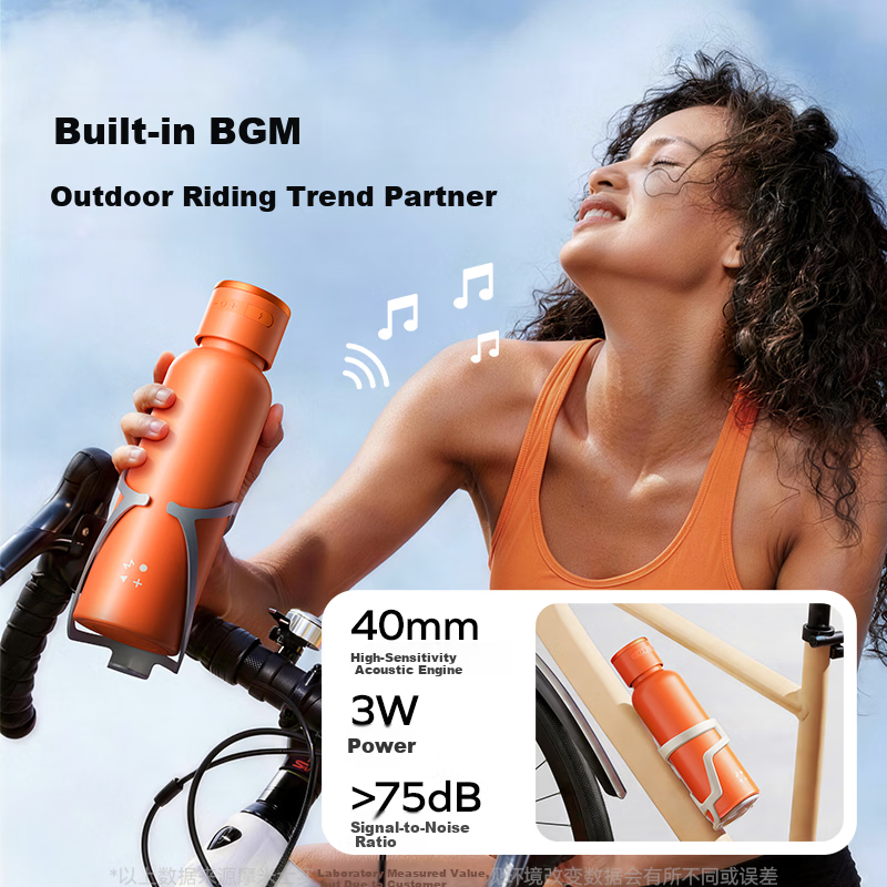 MOMAX Wireless Magnetic Music Thermos Speaker Cup - Waterproof Portable Bluetooth Speaker Water Bottle for Indoor Outdoor Sports, Creative Gift for Couples and Friends