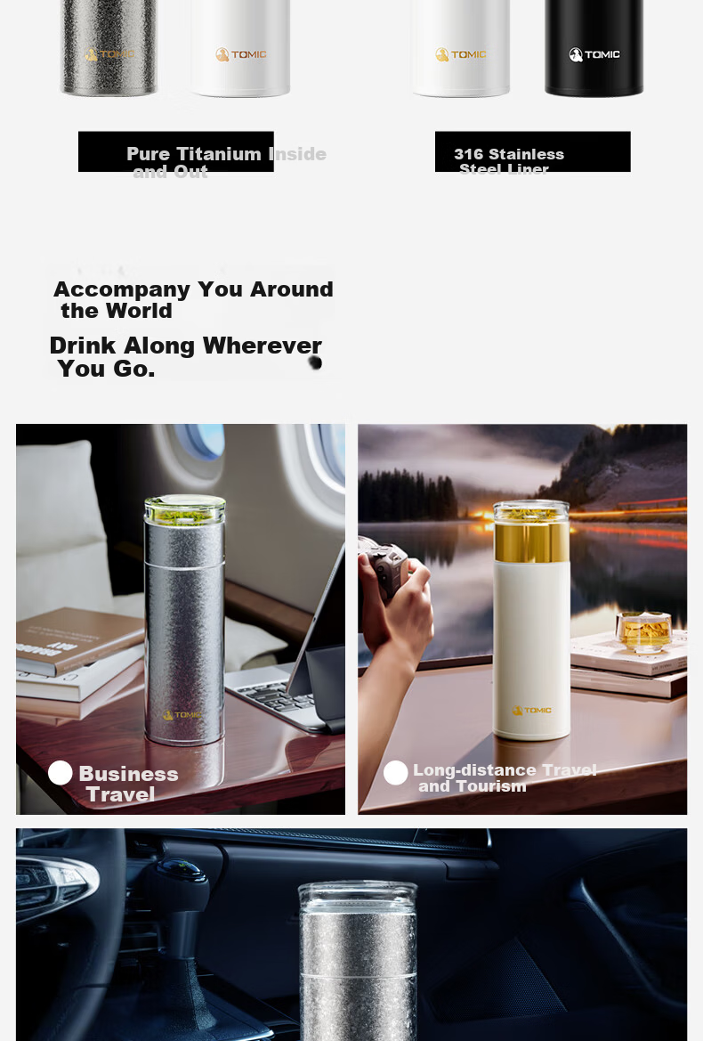 TOMIC Titanium Insulated Tea Separation Mug for Men Office Tea Cup Antibacterial Tea Brewing Cup Custom Gift Souvenir 14