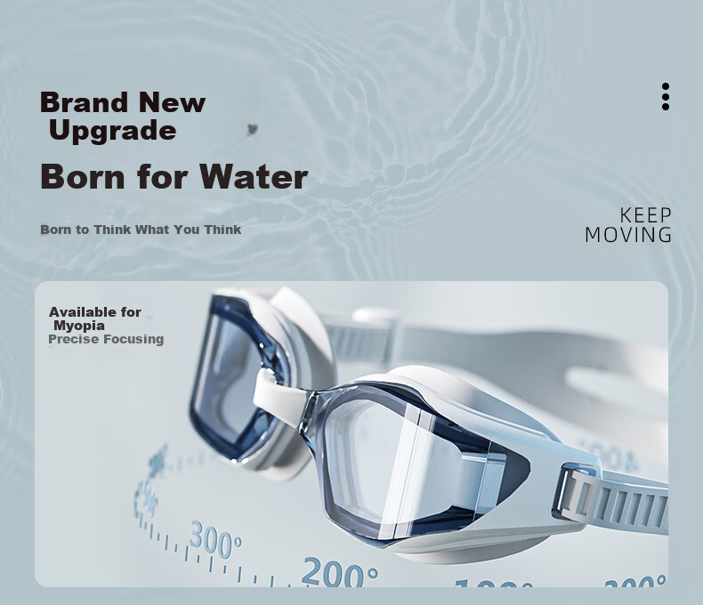 ANTA Swimming Goggles Unisex HD Waterproof Anti-Fog Mid-Frame Professional Training Swim Glasses Black Myopia 400 Degree 3
