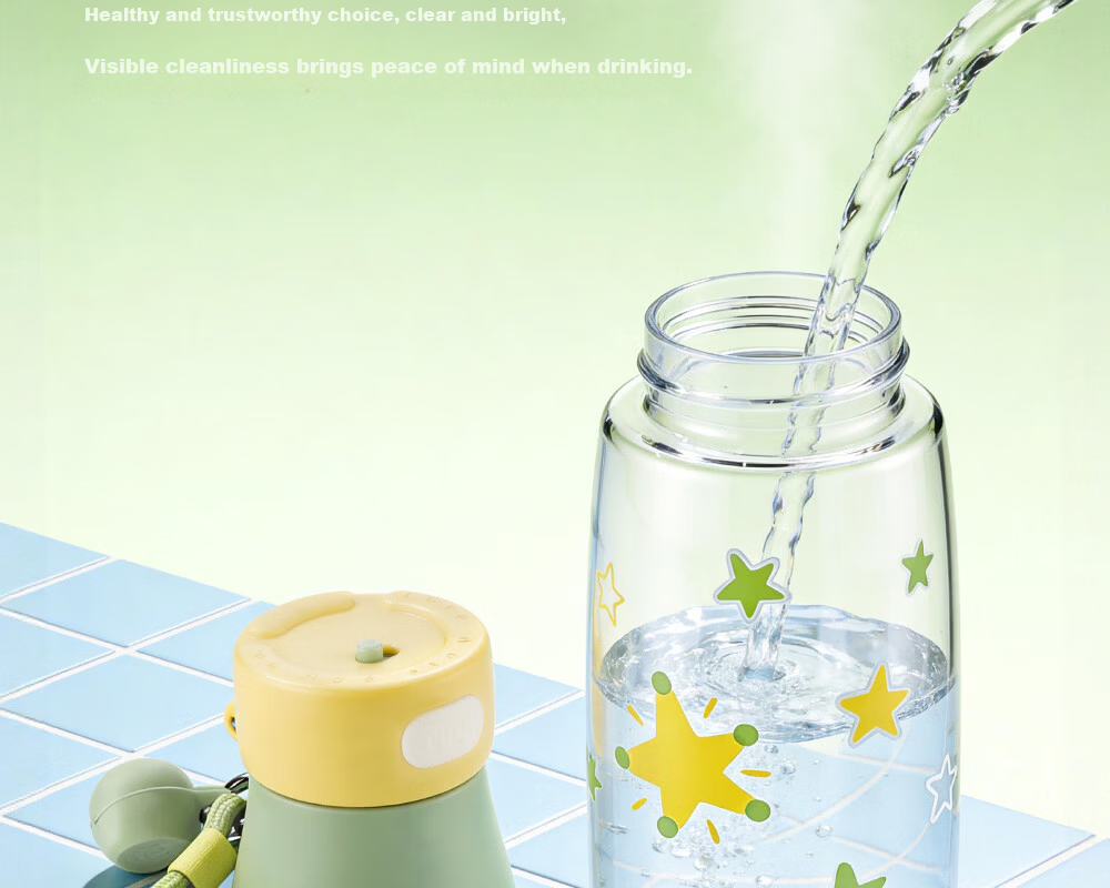 FUGUANG Plastic Tritan Water Bottle for Kids Students Women Portable Summer High-Temperature Resistant Sports Pink Green 520ML 9