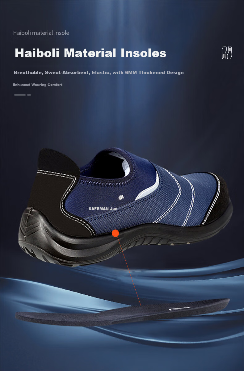 Exsafety Lightweight Breathable Safety Work Shoes Slip-On Design E4503 Blue Size 39 Anti-Smash Anti-Puncture Anti-Static 8