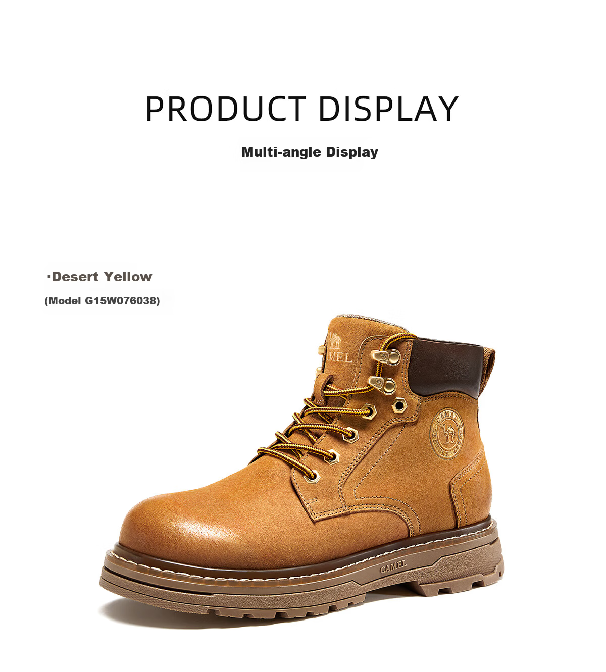 CAMEL Wang Junkai Style Martin Boots High-top Outdoor Workwear Yellow Boots Men GE122W7757T Golden Yellow Size 40 27