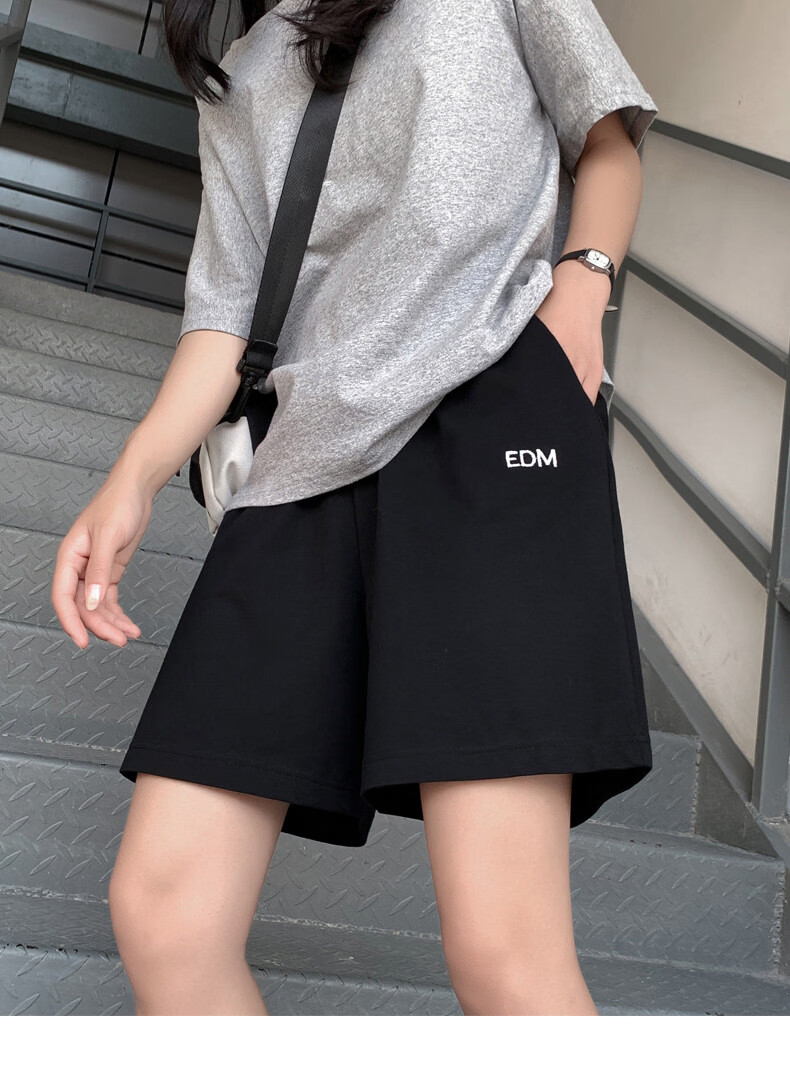Langsha Women's Sports Shorts Pure Cotton Summer Thin Loose 2026 New Casual Five-Point Pants Trendy Ins Hong Kong Style Retro Mid-Length Shorts 1