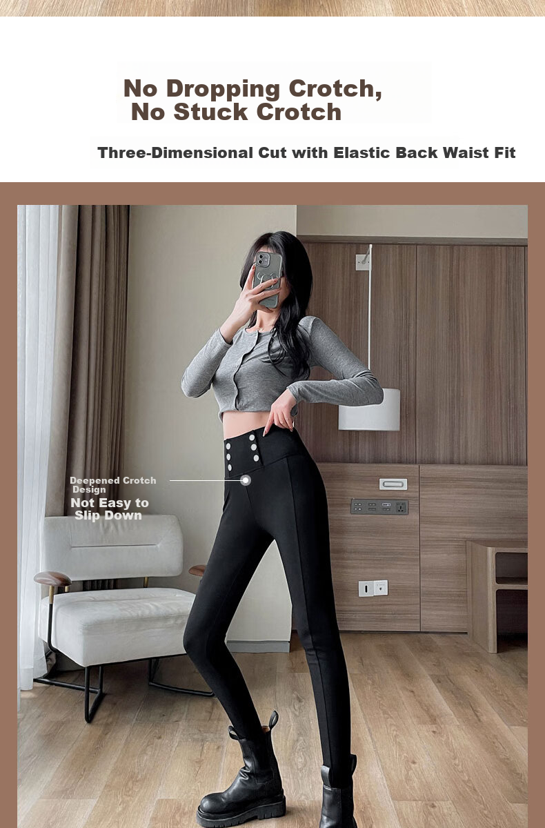 Langsha Women's Spring Thin Leggings, Hip-Lifting, Tummy Control, High-Waist Slim Fit Black Pencil Pants 5