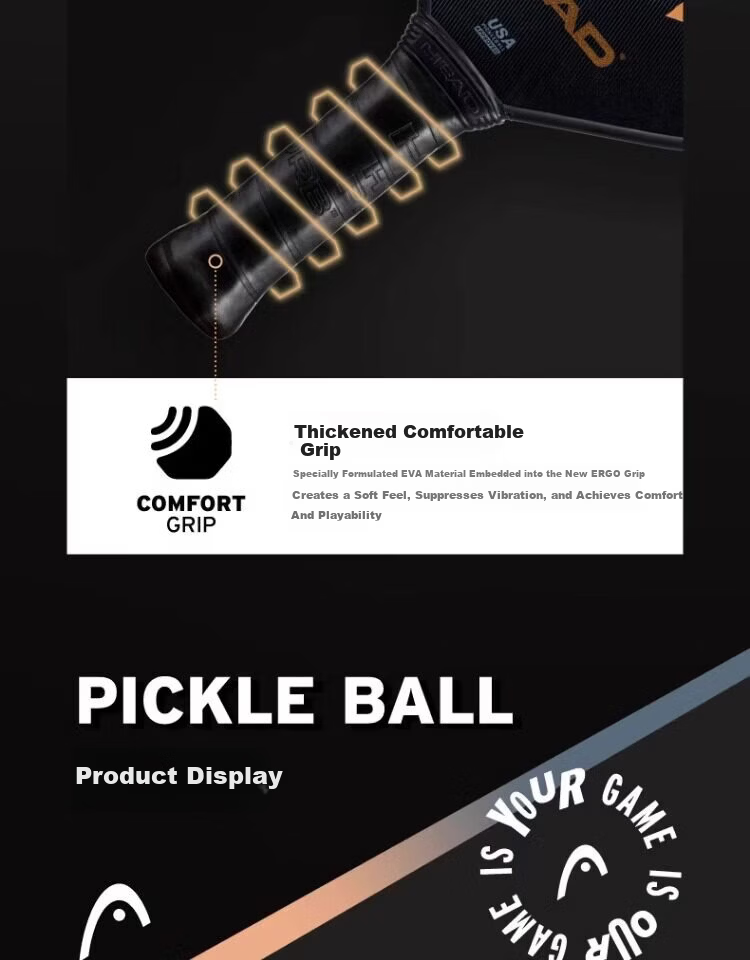 HEAD PICKLEBALL Gravity Tour Series Extended Handle Carbon Fiber Paddle 8