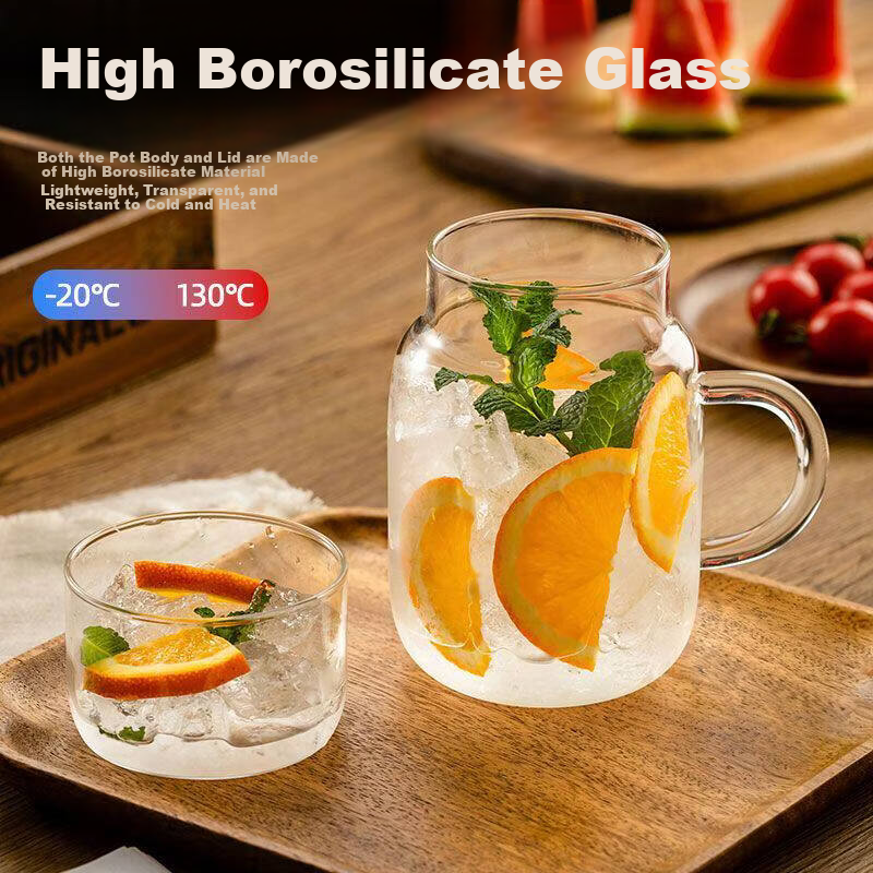Bethes Large Capacity Glass Mug with Lid, Heat-Resistant Handle Tea Cup for Women and Men, Household Measuring Cup for Soy Milk, Juice, and Water 6