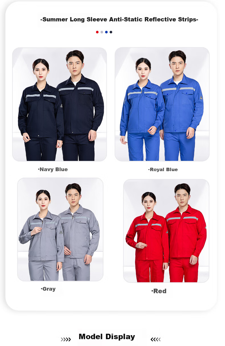 Laurie Anti-Static Workwear Men's Spring and Autumn Long Sleeve Work Jacket Reflective Durable Auto Repair Construction Labor Protective Clothing Electric Power Grid Welder Workwear Customizable 6